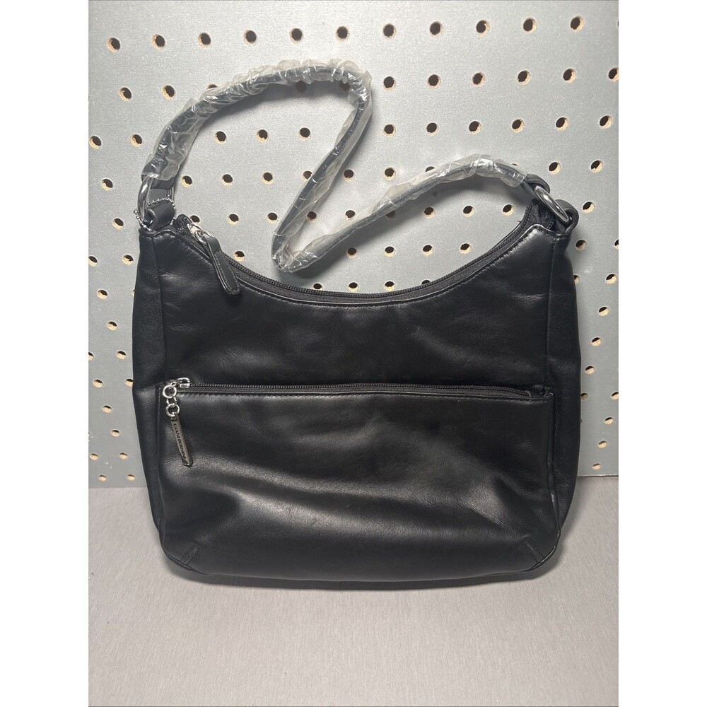 Giani Bernini Napa Leather Hobo Handbag Black Womens Purse Zip Up NOT USED - Picture 2 of 11